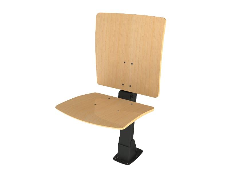 Klappbarer Holzsitz als Beispiel für die Materialauswahl einer Hörsaalbestuhlung